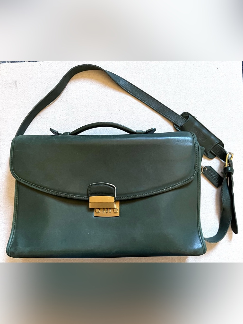 Vintage (1991) Women’s Coach Dark Green Leather Beekman Briefcase w/Lock